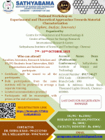 National Workshop on Experimental and Theoretical Approaches Towards Material Characterization